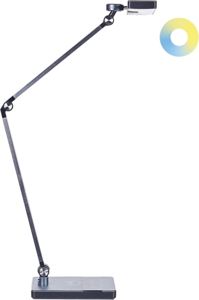 LED Schreibtischlampe LACERTA mit kabellosem Ladegerät Metall Schwarz