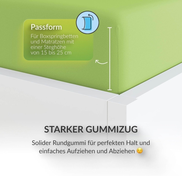 etérea Comfort Jersey Spannbettlaken Jade 200x200 cm - 200x220 cm Bild 4