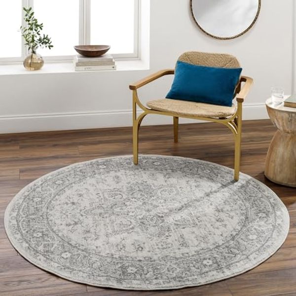 Livabliss Teppich MENDOZA, rund, Höhe: 8 mm, Vintage Orientteppich, Kurzflor Boho Wohnzimmerteppich, Läufer