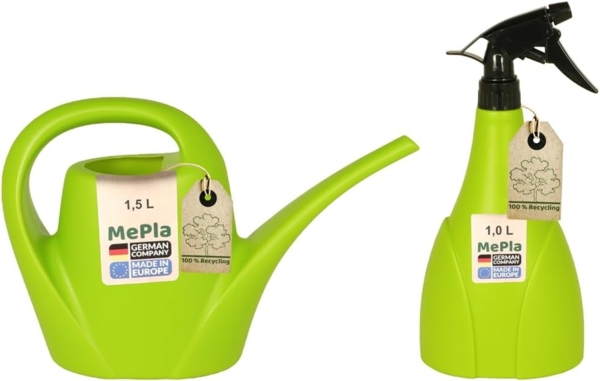 Heimwerkercenter Übertopf MePla - Set Kunststoff Gießkanne 1,5l Indoor + Sprüher 1,0l lemongrün