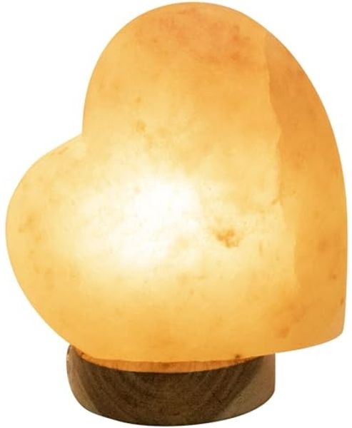 GLOBO LIGHTING Salzkristall-Tischlampe STONE, ohne Leuchtmittel, Salzstein, Dekolampe, Dekoleuchte, Herzform, Valentinslampe