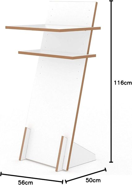 Tojo Pult | Stehpult höhenverstellbar | Auch als Sitzpult geeignet | 120x50 cm (H x B) | Farbe Weiß | Schreibpult mit verstellbaren Fächern | Holzpult zu Lesen und Schreiben | Design Pult Bild 3