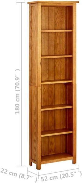 vidaXL Bücherregal 6 Fächer 52x22x180 cm Massivholz Eiche 331742 Bild 2