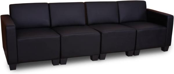 Modular 4-Sitzer Sofa Couch Lyon, Kunstleder ~ schwarz