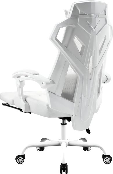 GTPLAYER Ergonomischer Gamingstuhl, mit Verbindungsarmlehnen, Stummrädern, Weiß