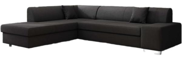 Designer Sofa Pina mit Schlaf- und Klappfunktion Stoff Schwarz Links