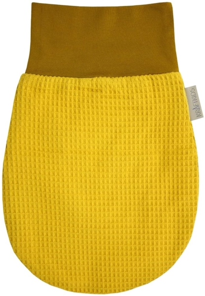 KraftKids Strampelsack Waffel Piqué mustard für den Herbst/Winter aus Musselin Baumwolle und warmen Fleece in zwei Größen erhältlich