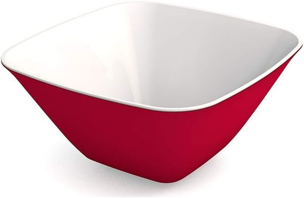 Ornamin Schale 900 ml rot, Melamin leichte, eckige Kunststoffschale Alltags-Geschirr für zu Hause, Camping, Picknick, BBQ, Gemeinschaftsverpflegung, Großküchen Dessertschale, Suppenschüssel, Beilagenschale, Müslischale, Salatschüssel