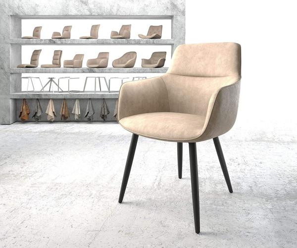 Stuhl Pejo-Flex 4-Fuß konisch Schwarz Vintage Beige