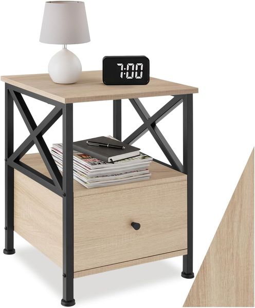 tectake Nachttisch Beistelltisch Falkirk 40x41,5x55,5cm (1-St, 1 tlg), Markanter Nachttisch im wohnlichen Industrie-Design