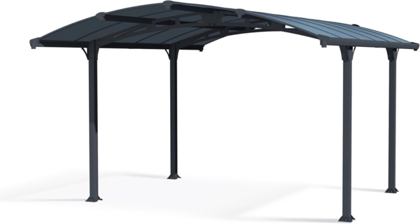 Palram Arcadia 4300 Carport Aluminium & Verzinkter Stahl 4,3x3,5 m, Überdachung, Autogarage, Autounterstand, Einfache Montage, Carport Bausatz, 10 Jahre Garantie, Anthrazit Inkl. Regenrinne