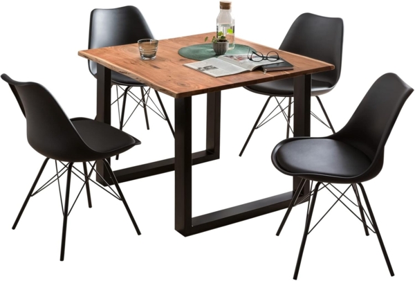 SAM Esszimmertisch 90x90 cm Quinn, echte Baumkante, nussbaumfarben, massiver Esstisch aus Akazienholz, Metallbeine Schwarz, Baumkantentisch Bild 6