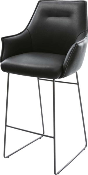 Barstuhl Alja-Flex Echt-Leder Schwarz Kufengestell Metall Schwarz Taschenfederkern