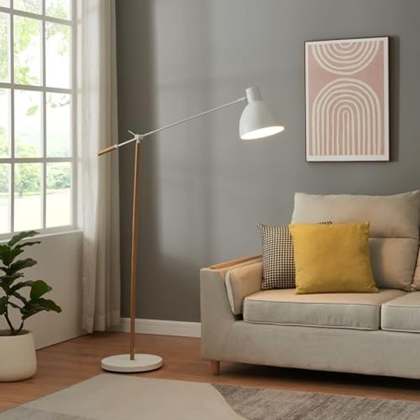 Stehleuchte Banchory Metall 163 cm Holzoptik/Weiß [lux. pro]