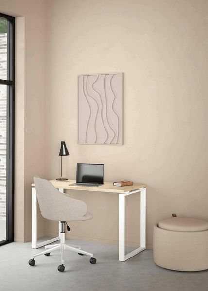 Dmora - Schreibtisch Muriel, Mehrzweckschreibtisch, Bürotisch für PC, Eckschreibtisch, 120x60 h76 cm, Eiche und Weiß