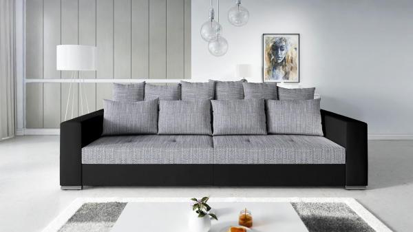 Modernes Big Sofa Wohnlandschaft Sofa Couch Jumbo 2 Schwarz - Hellgrau