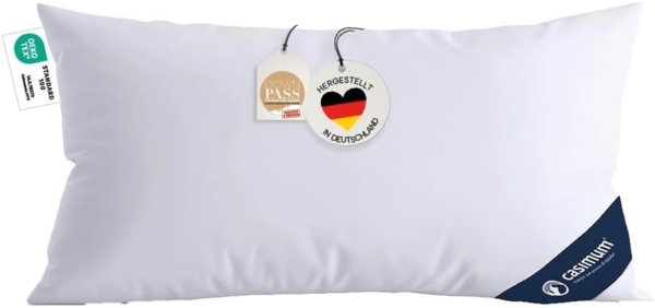 casimum 3-Kammer-Kopfkissen COMFORT Kissen 40x80cm und 80x80cm, hergestellt in Deutschland, Füllung: 60% Daunen / 40% Federn (Außenkammer), Bezug: 100% Baumwolle, Seitenschläfer, Rückenschläfer, allergikerfreundlich, Made in Green zertifiziert