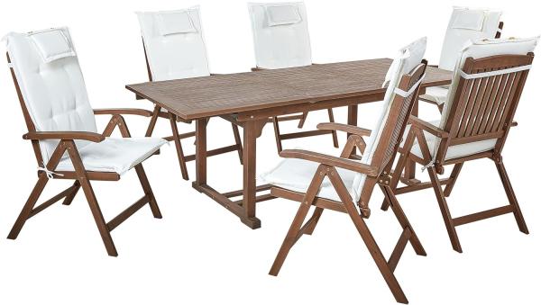 Gartentisch Set AMANTEA Holz Cremeweiß