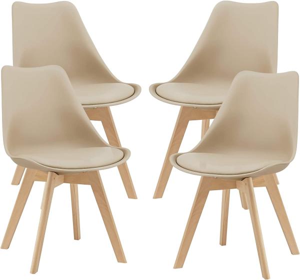 4er-Set Esszimmerstuhl Fläten 81x49 cm Beige en. casa