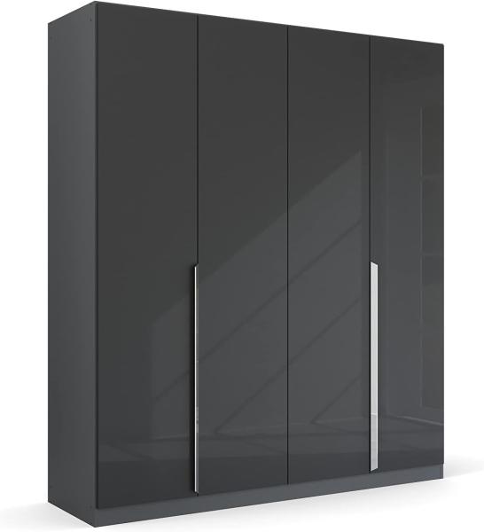 Kleiderschrank Drehtürenschrank Glamour | 4-türig | effektgrau Hochglanz / grau metallic 181x210