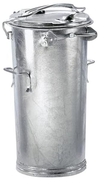 Systemmülleimer 50 l verzinkt – stabiler Metallbehälter mit Verschlussbügel und seitlichen Haltegriffen, ideal für Haushalt, Garten und Gewerbe