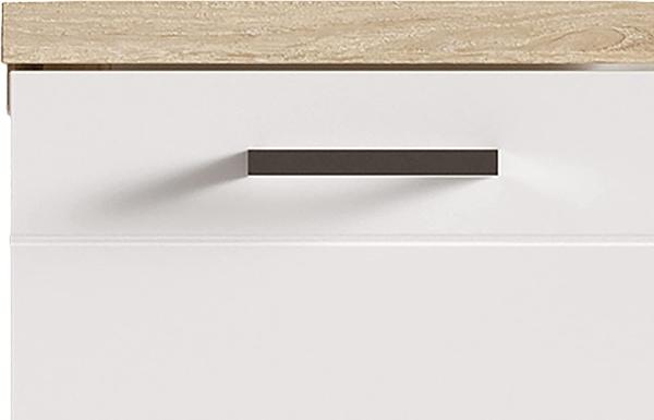 byLIVING Badezimmer Seitenschrank NEBRASKA in Sonoma Eiche Hochglanz weiß lackiert / Kleiner Badschrank mit 3 Schubladen und silberfarbenen Griffen / B 35,5, H 74, T 31,5 cm Bild 6