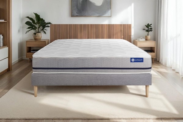 Actimemo soft matratze 130x200 cm + Bettgestell mit lattenrost - Dicke : 20cm - Memory-schaum - H3