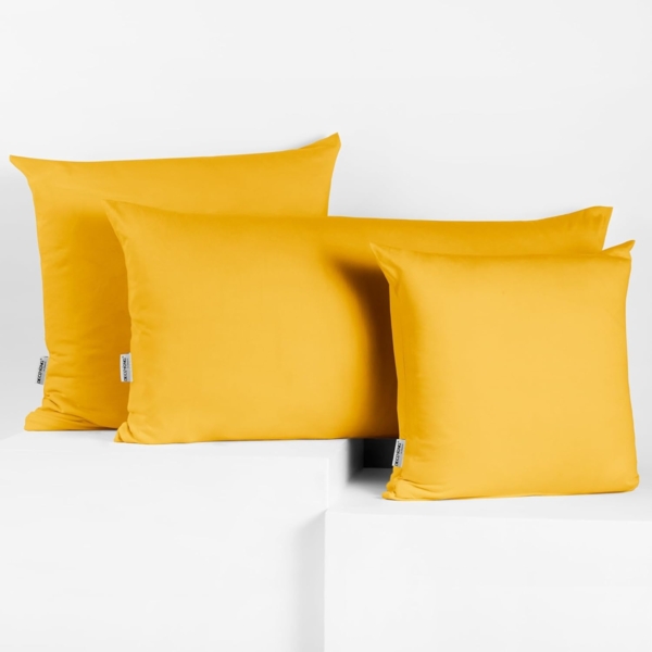 DecoKing 2 Kissenbezüge 40x200 cm Jersey 100% gekämmte Baumwolle Reißverschluss gelb Amber Bild 6