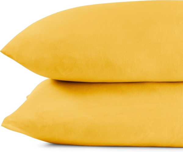 DecoKing 2 Kissenbezüge 40x200 cm Jersey 100% gekämmte Baumwolle Reißverschluss gelb Amber Bild 4