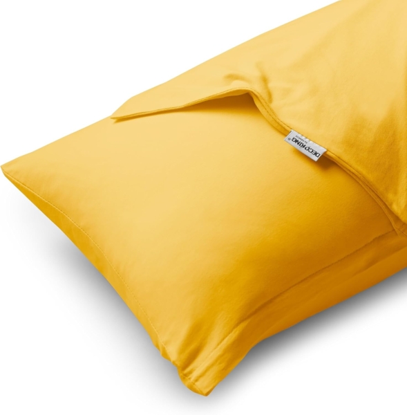 DecoKing 2 Kissenbezüge 40x200 cm Jersey 100% gekämmte Baumwolle Reißverschluss gelb Amber Bild 3