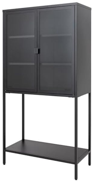 riess-ambiente Vitrine DURA STEEL 150cm schwarz · Highboard aus Metall & Glas im Loft Design (Einzelartikel, 1-St) 3 Fächer & 1 Regalboden · 2 Türen mit Magnetverschluss · Wohnzimmer