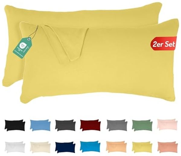 Livessa 2er Set Kissenbezug 40x80 cm -Verdeckter Reißverschluss an der Langen Seite, Kopfkissenbezug aus%100 Baumwolle Jersey Stoff, Ultra weich und atmungsaktiv, Oeko-Tex Zertifiziert