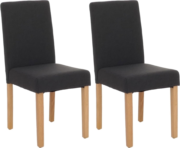 2er-Set Esszimmerstuhl Stuhl Küchenstuhl Littau ~ Textil, schwarz, helle Beine