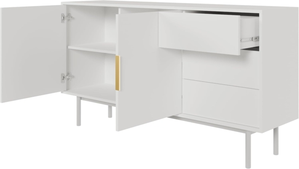 Selsey 'Viviaro' Sideboard 2-türig mit 3 Schubladen, weiß, ca. 82 x 154 x 39 cm Bild 3