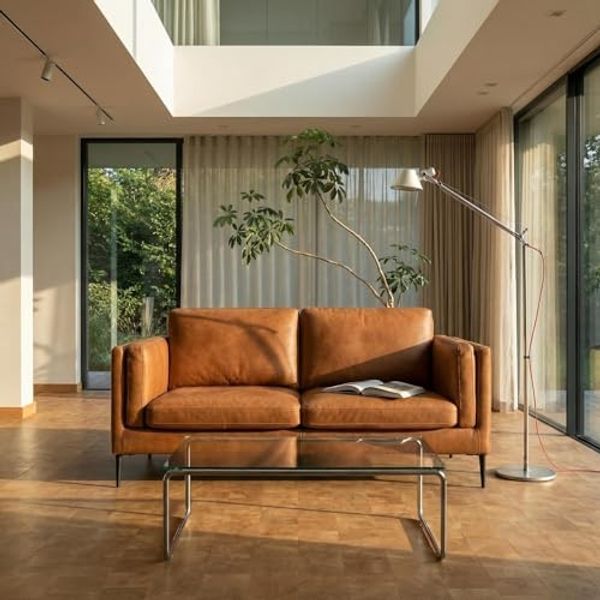 Valencia 2-Sitzer Ledersofa - Echtleder Cognac Braun