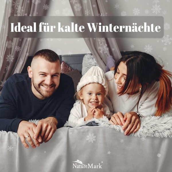 NatureMark Spannbettlaken Winter Thermo Fleece Spannbetttuch, 80% Baumwolle und 20% Polyester, Gummizug: rundum, (1 Stück), 180x200 cm bis 200x200 cm - Naturweiß Bild 3