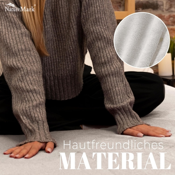 NatureMark Spannbettlaken Winter Thermo Fleece Spannbetttuch, 80% Baumwolle und 20% Polyester, Gummizug: rundum, (1 Stück), 180x200 cm bis 200x200 cm - Naturweiß Bild 6