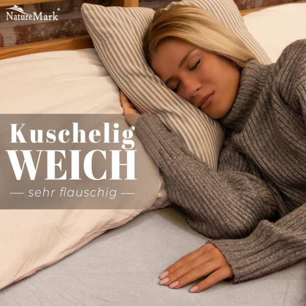 NatureMark Spannbettlaken Winter Thermo Fleece Spannbetttuch, 80% Baumwolle und 20% Polyester, Gummizug: rundum, (1 Stück), 180x200 cm bis 200x200 cm - Naturweiß Bild 2