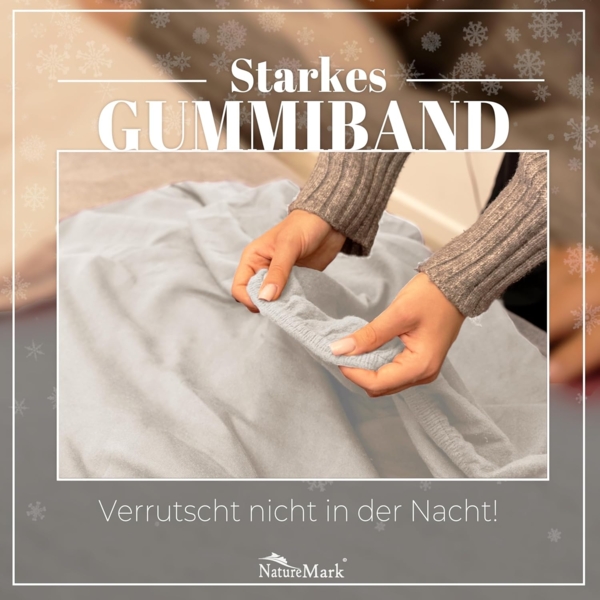 NatureMark Spannbettlaken Winter Thermo Fleece Spannbetttuch, 80% Baumwolle und 20% Polyester, Gummizug: rundum, (1 Stück), 180x200 cm bis 200x200 cm - Naturweiß Bild 5