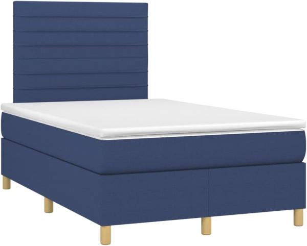 vidaXL Boxspringbett mit Matratze Blau 120x200 cm Stoff, Härtegrad: H2 [3142407]