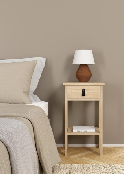 Dmora - Nachttisch Maxine, Niedrige Kommode, Tisch, Multifunktionaler Nachttisch, 40x34 h70 cm, Eiche