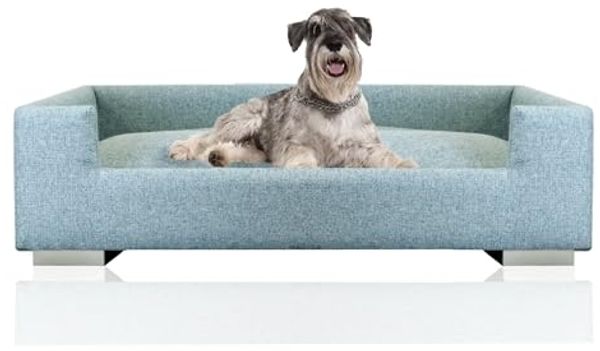 Rohrschneider Tiersofa Hundesofa Hundebett für mittelgroße / große Hunde, hoher Rand, türkis, robuster Polsterstoff aus 100% Polyester, inkl. 2x Dekokissen