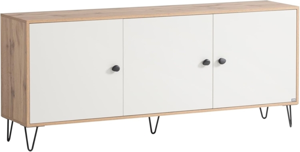 LOOKS by Wolfgang Joop Sideboard Organic, Eiche Landhaus Dekor/Cremebeige, 179,2 x 39 x 76,2 cm