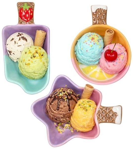 MamboCat Dessertschale MamboCat 3er Set Eisschalen Komet 150ml Stern Orange Stieleis Dessert, Keramik