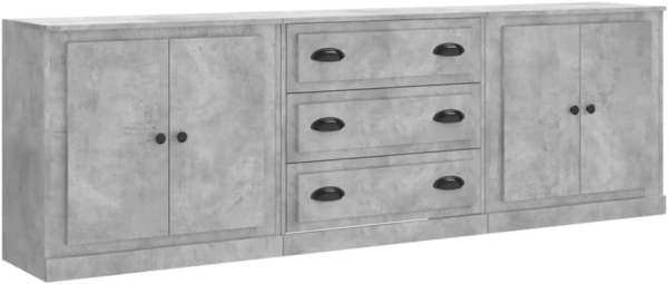 vidaXL Sideboards 3 Stk. Betongrau Holzwerkstoff 3185219