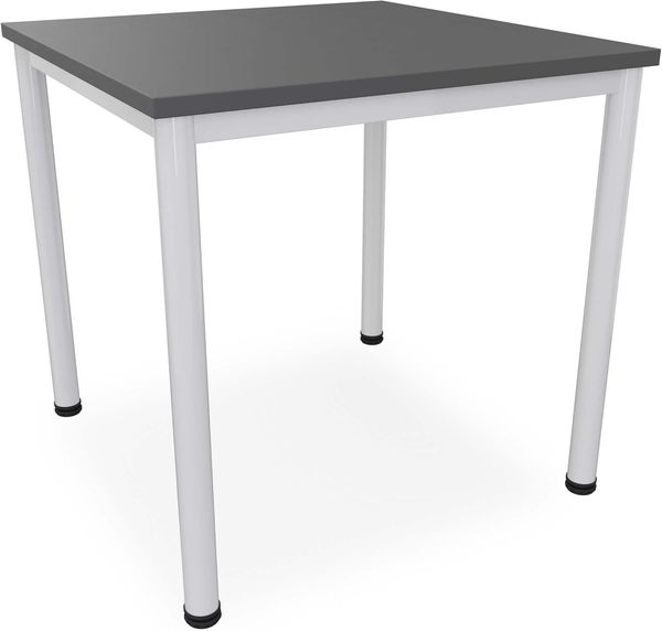 Dila GmbH Schreibtisch in verschiedenen Größen und Farben graues Metallgestell Konferenztisch Besprechungstisch Arbeitstisch Universaltisch Bürotisch Verkaufstisch (B: 80 cm x T: 80 cm, Anthrazit)