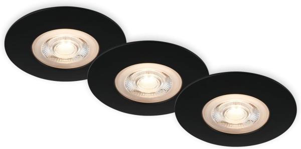 Di-Ka LED Einbauleuchte Kulana 3er Set schwarz-matt Ø 9 cm 4,9W, warmweiß