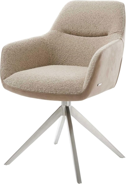 Drehstuhl Pejo-Flex Materialmix Schlamm Kreuzgestell breit Edelstahl 360° drehbar Wippfunktion Taschenfederkern