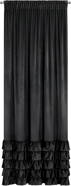 Vorhang DANI mit Rüsche Velours Samtvorhänge schwarz 140x250 cm Kräuselband