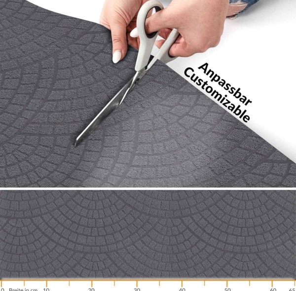 ANRO Küchenläufer Teppichläufer DAVIS Velours Läufer, Eckig, Bodenläufer 100x100cm Mosaik Anthrazit pflegeleicht Bild 3
